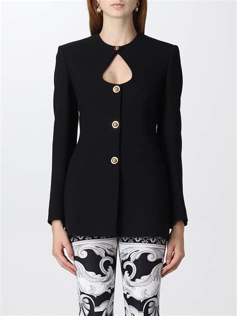 versace made in spain vintage womens blazer|Versace Classic Vintage Black Blazer Size L/XL Textured Jacket .